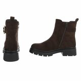 Donkerbruine suede Chelsea boots met gesp-Chelby_