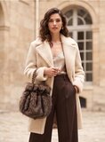 Sac à main de luxe en fausse fourrure taupe_