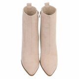 Beige suède enkellaarsje met blokhak-Ikram  TEMPORARY SOLD OUT_