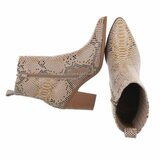 Bottines beiges à imprimé serpent et talon carré-Cherita_