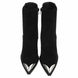 Bottines noires à bout métallisé et talon carré-Comba_
