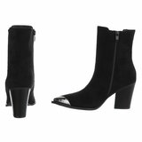 Bottines noires à bout métallisé et talon carré-Comba_