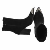 Bottines noires à bout métallisé et talon carré-Comba_