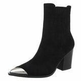 Bottines noires à bout métallisé et talon carré-Comba_