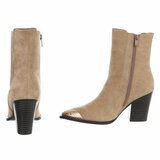 Bottines kaki à bout métallisé et talon carré-Comba_