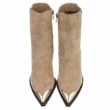 Bottines kaki à bout métallisé et talon carré-Comba_