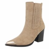 Bottines kaki à bout métallisé et talon carré-Comba_