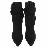 Bottines noires en suédine à plis élégants et talon-Selise_