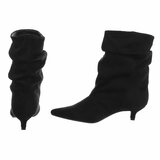 Bottines noires en suédine à plis élégants et talon-Selise_