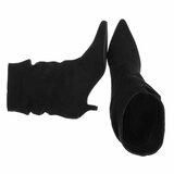 Bottines noires en suédine à plis élégants et talon-Selise_
