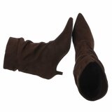 Bottines marron en suédine à plis élégants et talon-Selise  SOLD OUT_