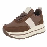 Dames sneaker bruin met plateauzool-Doha_