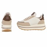 Dames sneaker kaki bruin met plateauzool-Doha_