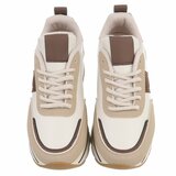 Dames sneaker kaki bruin met plateauzool-Doha_