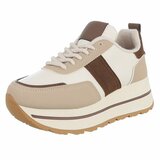 Dames sneaker kaki bruin met plateauzool-Doha_