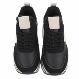 Dames sneaker zwart met plateauzool-Doha_