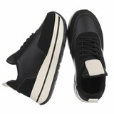 Dames sneaker zwart met plateauzool-Doha_
