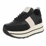 Dames sneaker zwart met plateauzool-Doha_