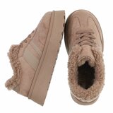 Dames sneakers taupe met warme voering en plateauzool-Celine_