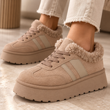 Dames sneakers taupe met warme voering en plateauzool-Celine_