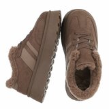 Dames sneakers mokkabruin met warme voering en plateauzool-Celine_