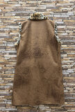Gilet femme caramel marron à Imprimé léopard et doublure douce_