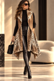 Dames bodywarmer in caramel-bruine met luipaardprint en zachte voering_