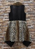 Dames bodywarmer in zwart met luipaardprint en zachte voering_