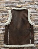 Luxe bruine bodywarmer met teddy afwerking_