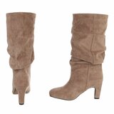 Kaki elegante laarzen met blokhak-Geraldyne_