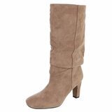 Kaki elegante laarzen met blokhak-Geraldyne_
