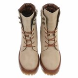 Beige enkellaarzen met chunky hak-Brisha_