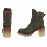Groene enkellaarzen met chunky hak-Brisha_