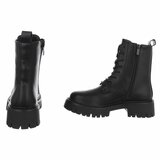 Bottines noires chunky à talon et lacets-Delicia_