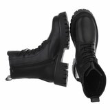 Bottines noires chunky à talon et lacets-Delicia_