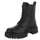 Bottines noires chunky à talon et lacets-Delicia_