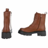Bottines camel chunky à talon et lacets-Delicia_