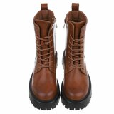 Bottines camel chunky à talon et lacets-Delicia_
