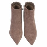Kaki suède enkellaarsjes met elegante hak-Aurelie_