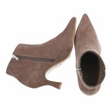 Kaki suède enkellaarsjes met elegante hak-Aurelie_