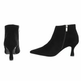 Bottines noires en suède à talon élégant-Aurelie_