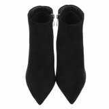 Bottines noires en suède à talon élégant-Aurelie_