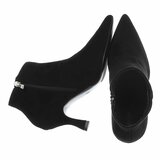 Bottines noires en suède à talon élégant-Aurelie_