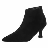 Bottines noires en suède à talon élégant-Aurelie_