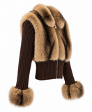 Luxe bruine knight jacket met bont_