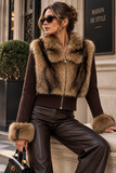 Luxe bruine knight jacket met bont_