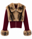 Luxe bordeaux knight jacket met bont_