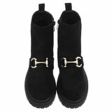 Bottines noires en suède à talon chunky et boucle-Lindi_