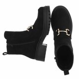 Bottines noires en suède à talon chunky et boucle-Lindi_