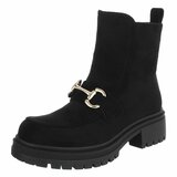 Bottines noires en suède à talon chunky et boucle-Lindi_